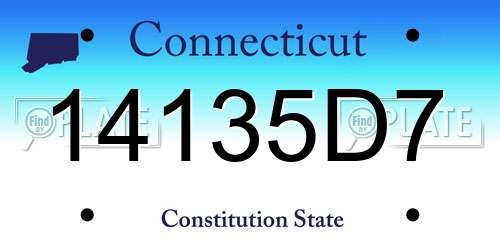 14135D7 Connecticut License Plate