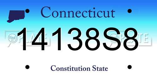 14138S8 Connecticut License Plate