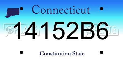 14152B6 Connecticut License Plate