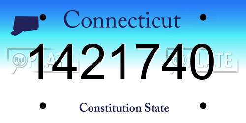 1421740 Connecticut License Plate