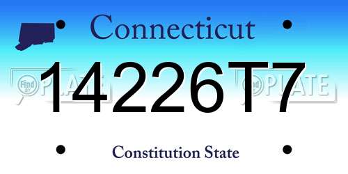 14226T7 Connecticut License Plate