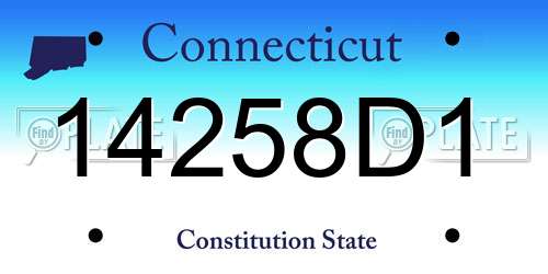 14258D1 Connecticut License Plate