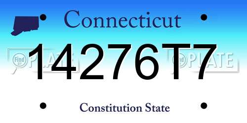 14276T7 Connecticut License Plate