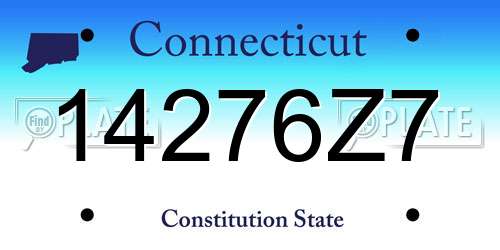 14276Z7 Connecticut License Plate