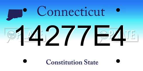14277E4 Connecticut License Plate