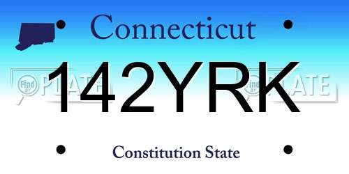 142YRK Connecticut License Plate
