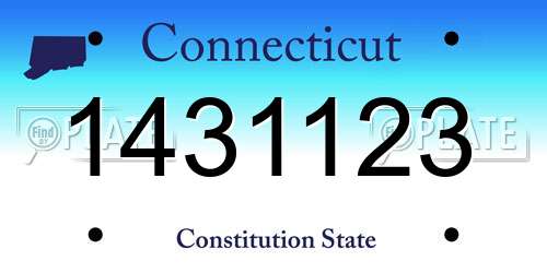 1431123 Connecticut License Plate
