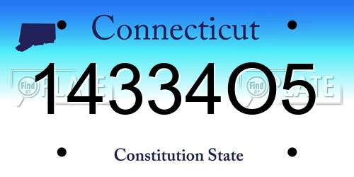 14334O5 Connecticut License Plate