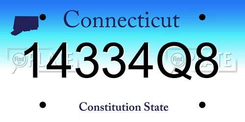 14334Q8 Connecticut License Plate
