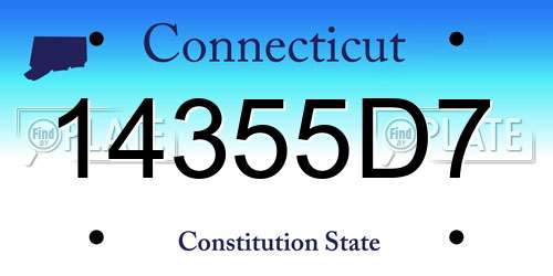 14355D7 Connecticut License Plate