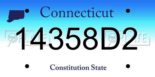 14358D2 Connecticut License Plate
