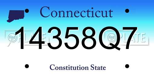 14358Q7 Connecticut License Plate