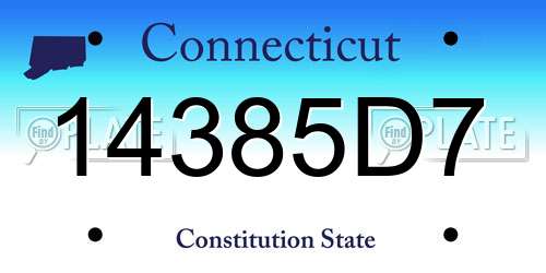 14385D7 Connecticut License Plate