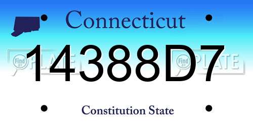 14388D7 Connecticut License Plate