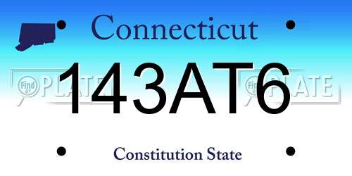 143AT6 Connecticut License Plate