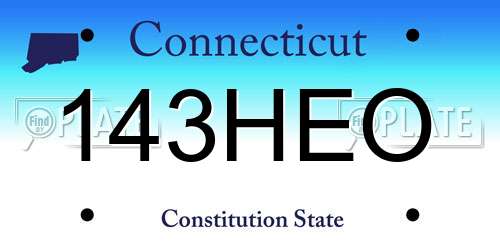 143HEO Connecticut License Plate