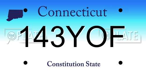 143YOF Connecticut License Plate
