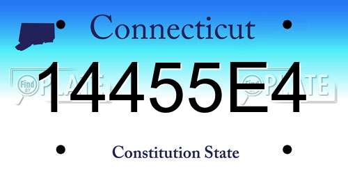 14455E4 Connecticut License Plate