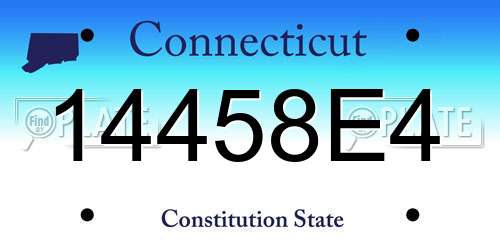 14458E4 Connecticut License Plate