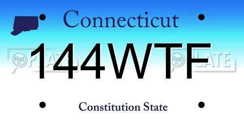 144WTF Connecticut License Plate