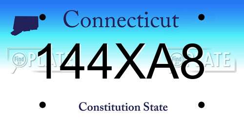 144XA8 Connecticut License Plate