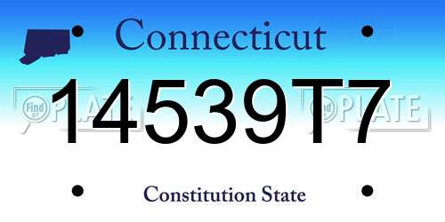 14539T7 Connecticut License Plate
