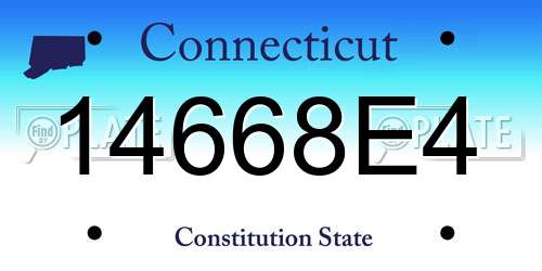 14668E4 Connecticut License Plate