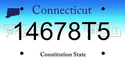 14678T5 Connecticut License Plate