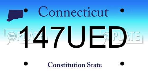 147UED Connecticut License Plate