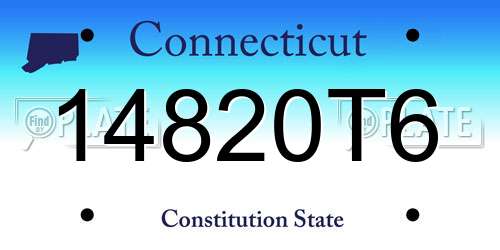 14820T6 Connecticut License Plate