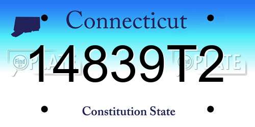 14839T2 Connecticut License Plate