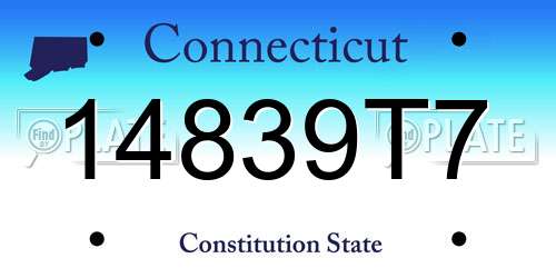 14839T7 Connecticut License Plate