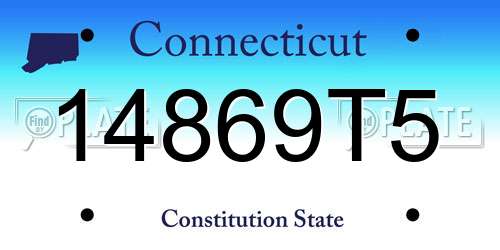 14869T5 Connecticut License Plate