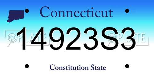 14923S3 Connecticut License Plate