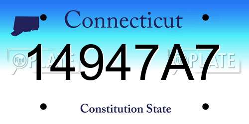 14947A7 Connecticut License Plate