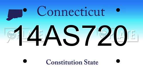 14AS720 Connecticut License Plate