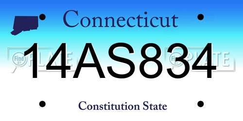 14AS834 Connecticut License Plate