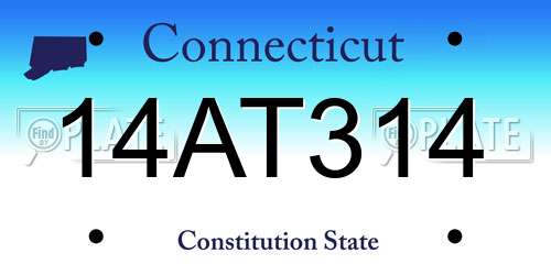 14AT314 Connecticut License Plate
