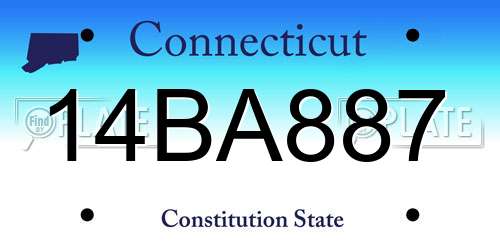 14BA887 Connecticut License Plate