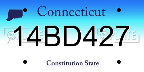 14BD427 Connecticut License Plate