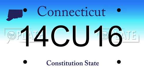 14CU16 Connecticut License Plate