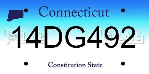 14DG492 Connecticut License Plate