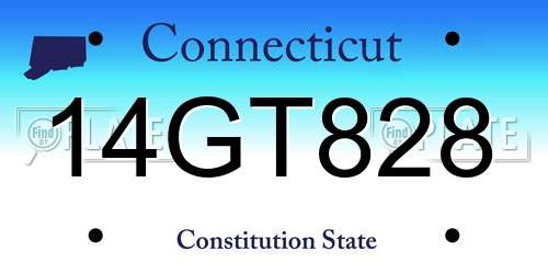 14GT828 Connecticut License Plate