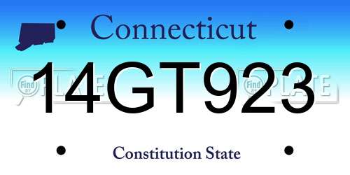 14GT923 Connecticut License Plate