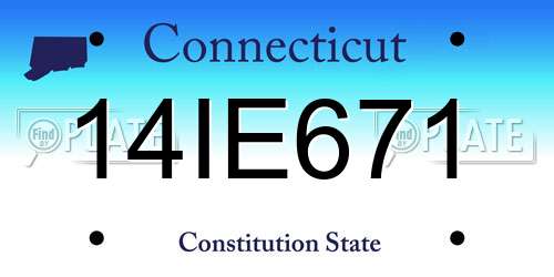 14IE671 Connecticut License Plate