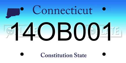 14OB001 Connecticut License Plate
