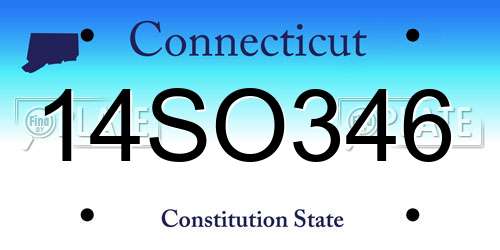 14SO346 Connecticut License Plate