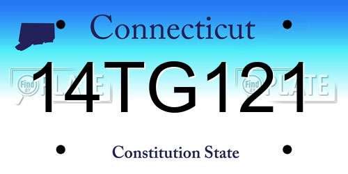 14TG121 Connecticut License Plate