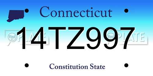 14TZ997 Connecticut License Plate