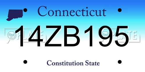 14ZB195 Connecticut License Plate